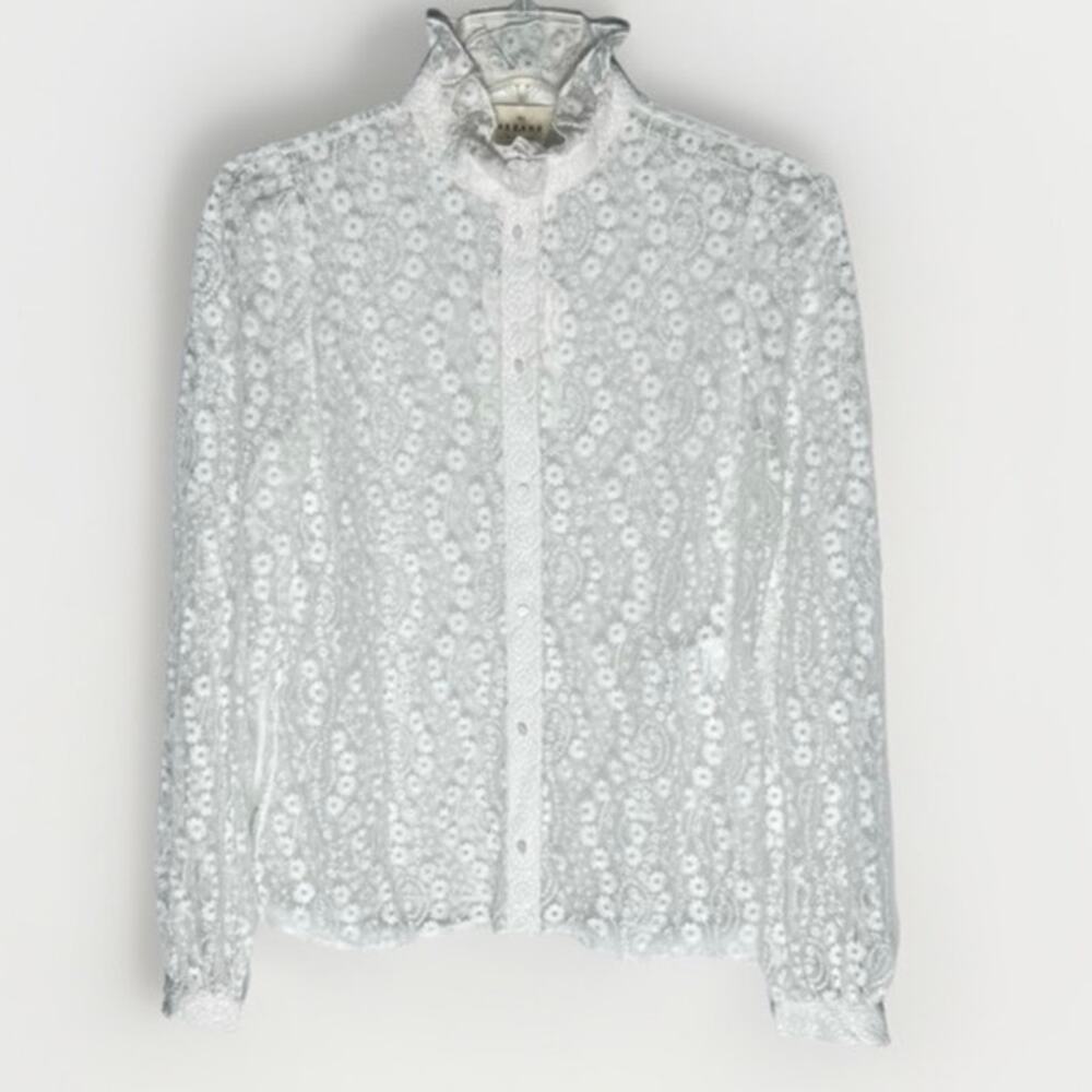 NEW Sezane Chemise Cathy  Broderie Button Front Top Sz 34 US XS/2 - Picture 4 of 9